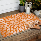 Floral Bloom in Orange Outdoor Rug Gallery Image 2