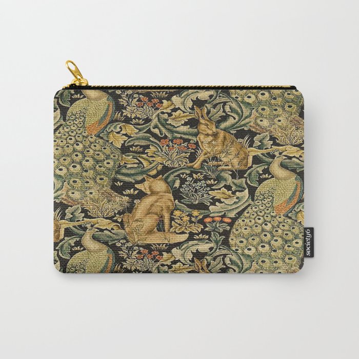 William Morris Teal Forest,peacock,birds Carry All Pouch Gallery Image 1