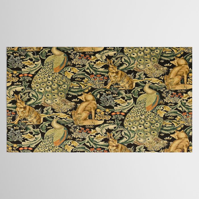 William Morris Teal Forest,peacock,birds Tablecloth Gallery Image 2