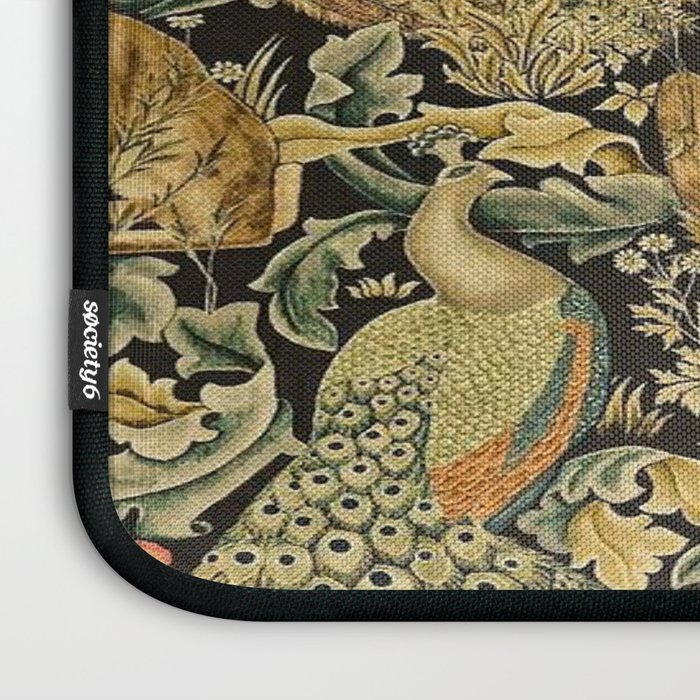 William Morris Teal Forest,peacock,birds Laptop Sleeve Gallery Image 3