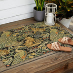 William Morris Teal Forest,peacock,birds Outdoor Rug Gallery Image 2