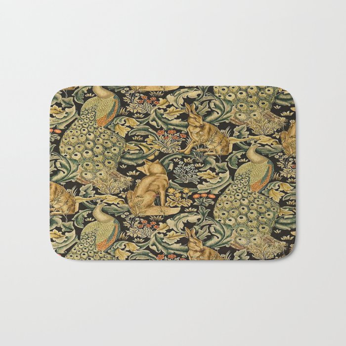 William Morris Teal Forest,peacock,birds Bath Mat Gallery Image 1