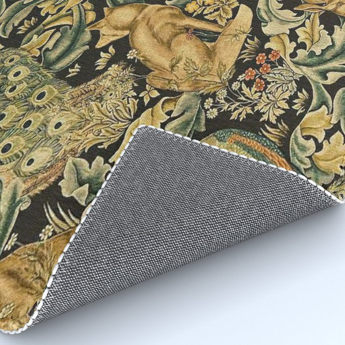 William Morris Teal Forest,peacock,birds Rug Gallery Image 4