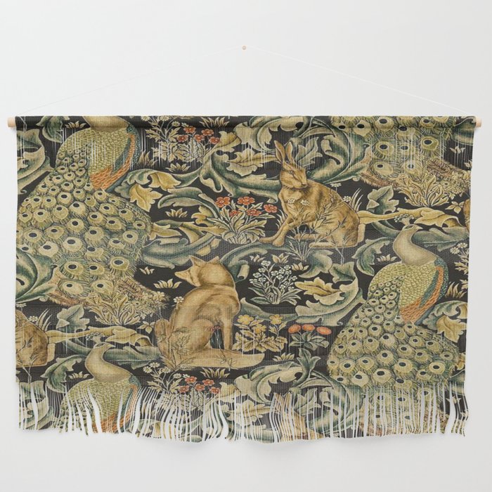 William Morris Teal Forest,peacock,birds Wall Hanging Gallery Image 1