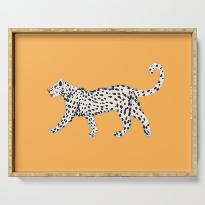 White fashionable cheetah  Serving Tray Gallery Image 1