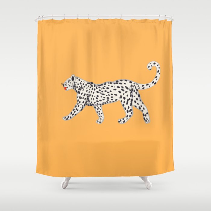 White fashionable cheetah  Shower Curtain Gallery Image 1