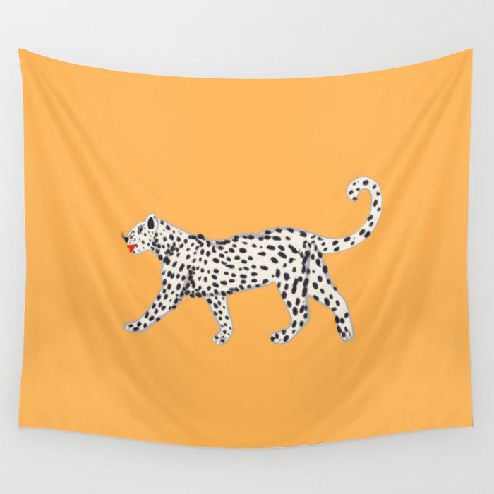 White fashionable cheetah  Wall Tapestry Gallery Image 1