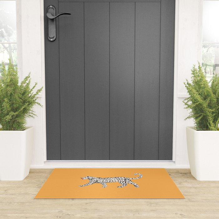 White fashionable cheetah  Welcome Mat Gallery Image 3