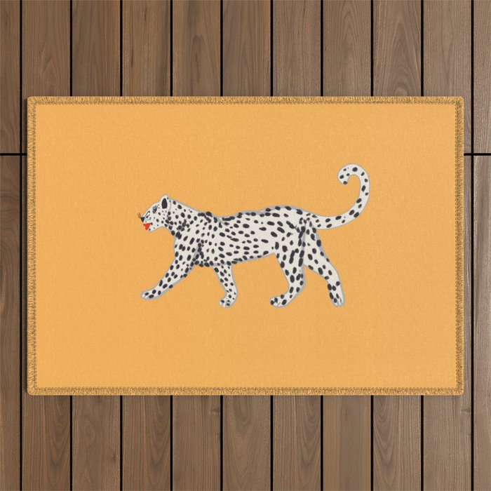 White fashionable cheetah  Outdoor Rug Gallery Image 1
