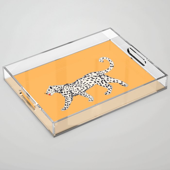 White fashionable cheetah  Acrylic Tray Gallery Image 1