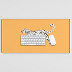 White fashionable cheetah  Desk Mat Gallery Image 1