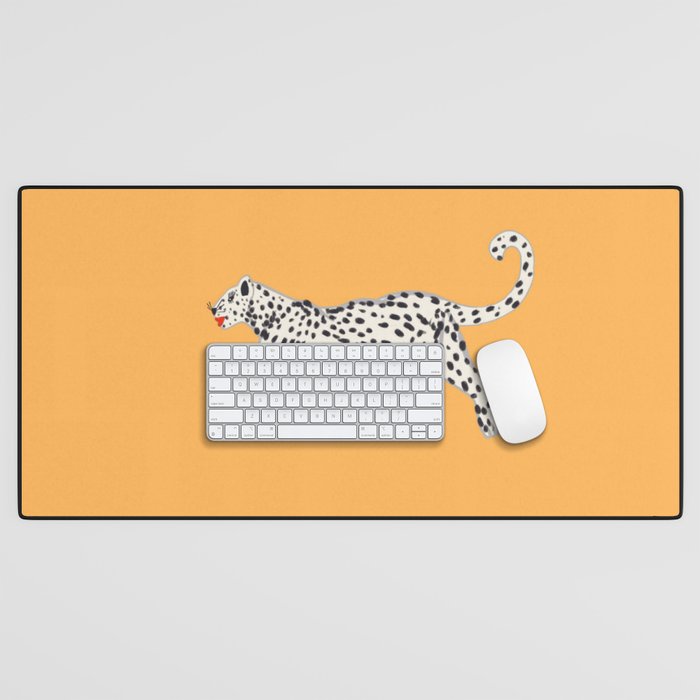 White fashionable cheetah  Desk Mat Gallery Image 1