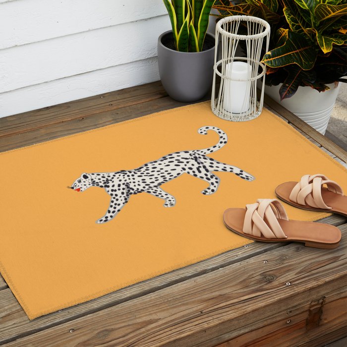 White fashionable cheetah  Outdoor Rug Gallery Image 2
