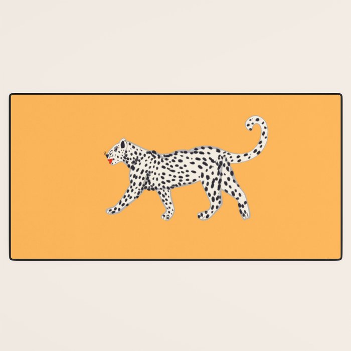 White fashionable cheetah  Desk Mat Gallery Image 3