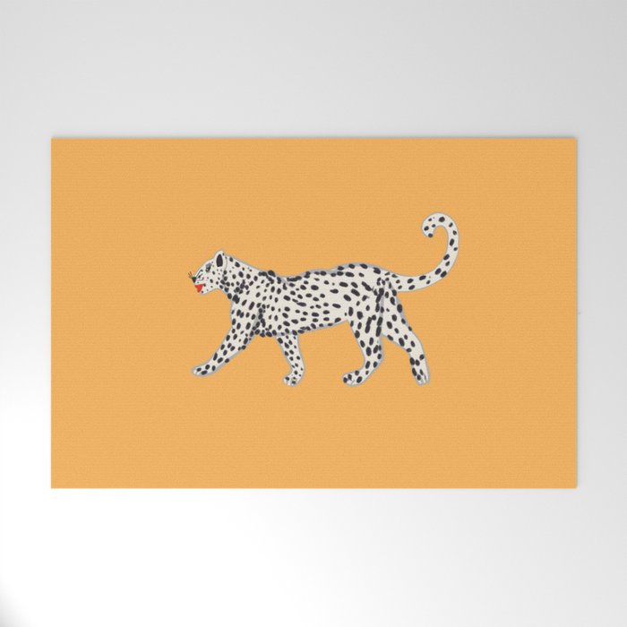 White fashionable cheetah  Welcome Mat Gallery Image 1