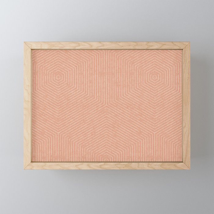 boho hexagon stripes - peach Mini Art Print Gallery Image 1