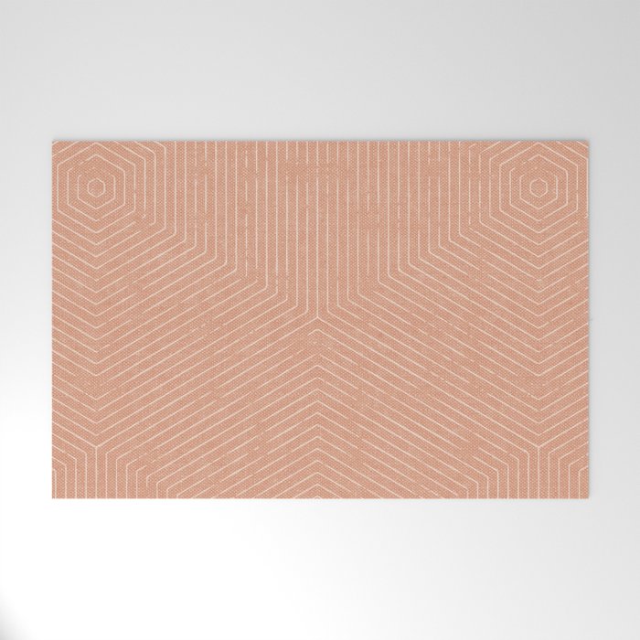 boho hexagon stripes - peach Welcome Mat Gallery Image 1