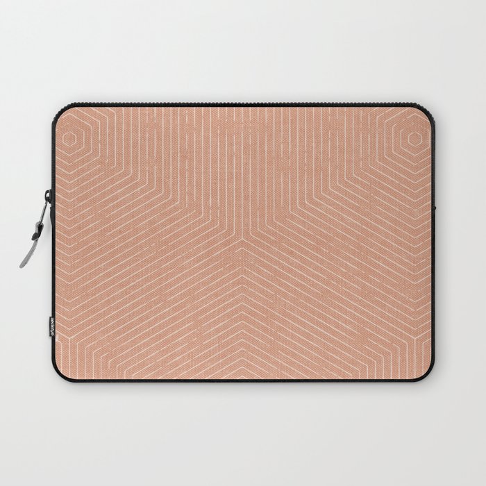 boho hexagon stripes - peach Laptop Sleeve Gallery Image 1