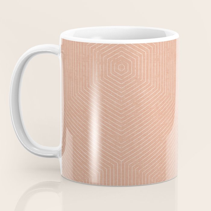 boho hexagon stripes - peach Coffee Mug Gallery Image 3