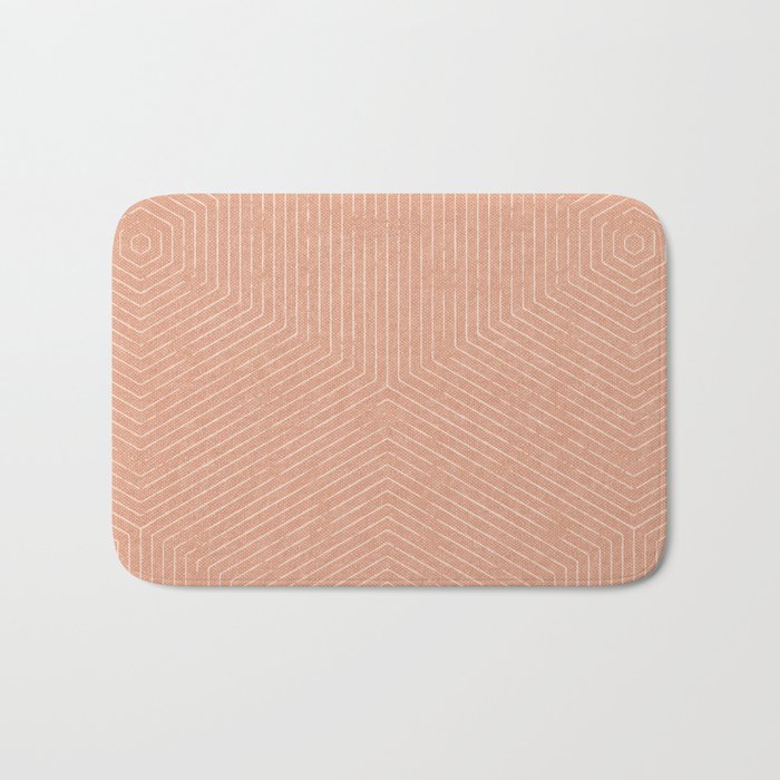 boho hexagon stripes - peach Bath Mat Gallery Image 1