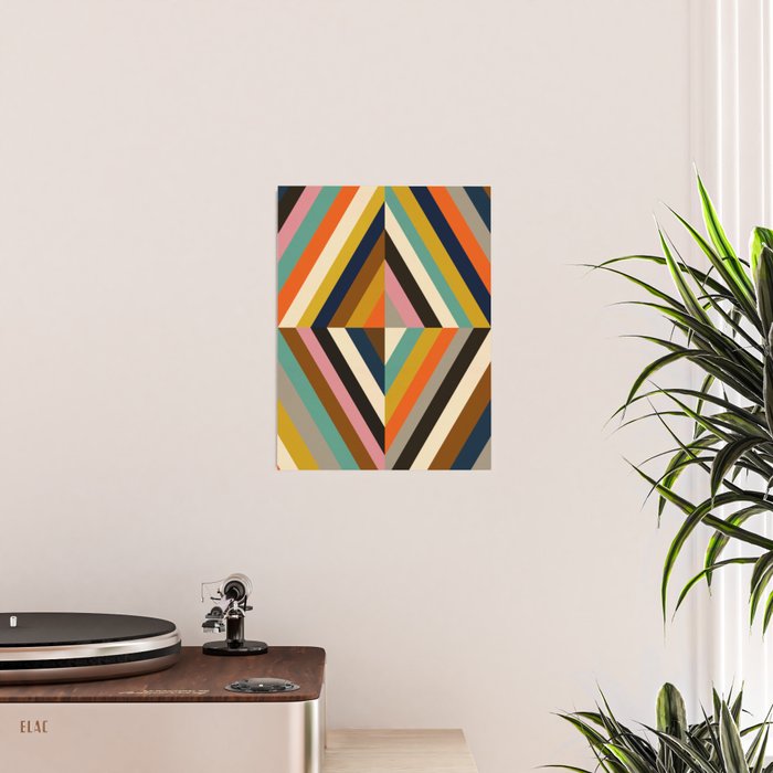 Mid Century Geometric Pattern Technicolor Diamond  Poster Gallery Image 2