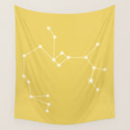 Sagittarius Zodiac Star Constellation Line Art Soft Yellow Wall Tapestry Gallery Image 4