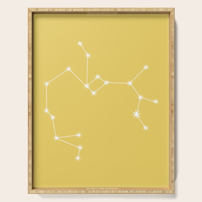 Sagittarius Zodiac Star Constellation Line Art Soft Yellow Serving Tray Gallery Image 1