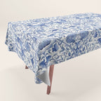 William Morris Vintage Lodden China Blue Toile Tablecloth Gallery Image 1