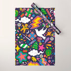 60s 70s psychedelic Modern Christmas Confetti Pattern Wrapping Paper Gallery Image 1
