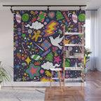 60s 70s psychedelic Modern Christmas Confetti Pattern Wall Mural Gallery Image 1