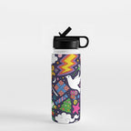 60s 70s psychedelic Modern Christmas Confetti Pattern Water Bottle Gallery Image 1