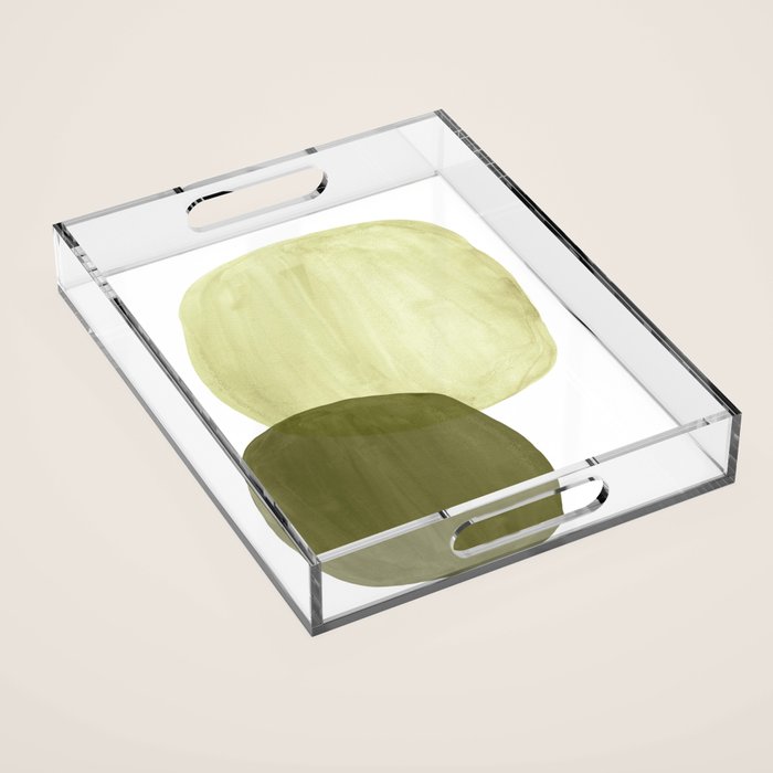 Olive green abstract shapes Acrylic Tray Gallery Image 1
