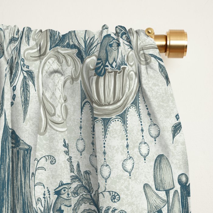 Fairytale Forest Raccoons - charming blue Window Curtain Gallery Image 2