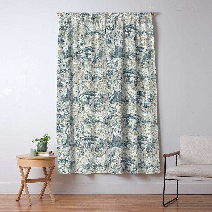 Fairytale Forest Raccoons - charming blue Window Curtain Gallery Image 5