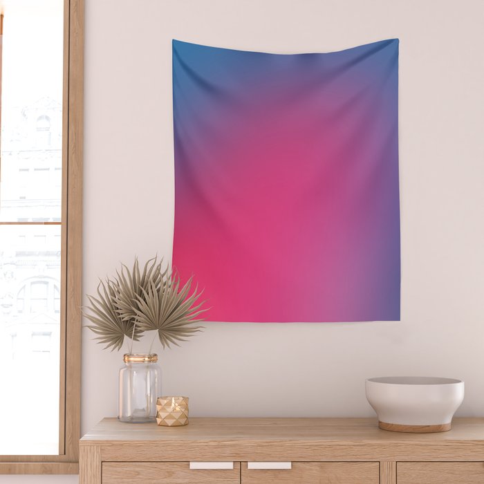 Glowy Blue And Pink Gradient Wall Tapestry Gallery Image 2