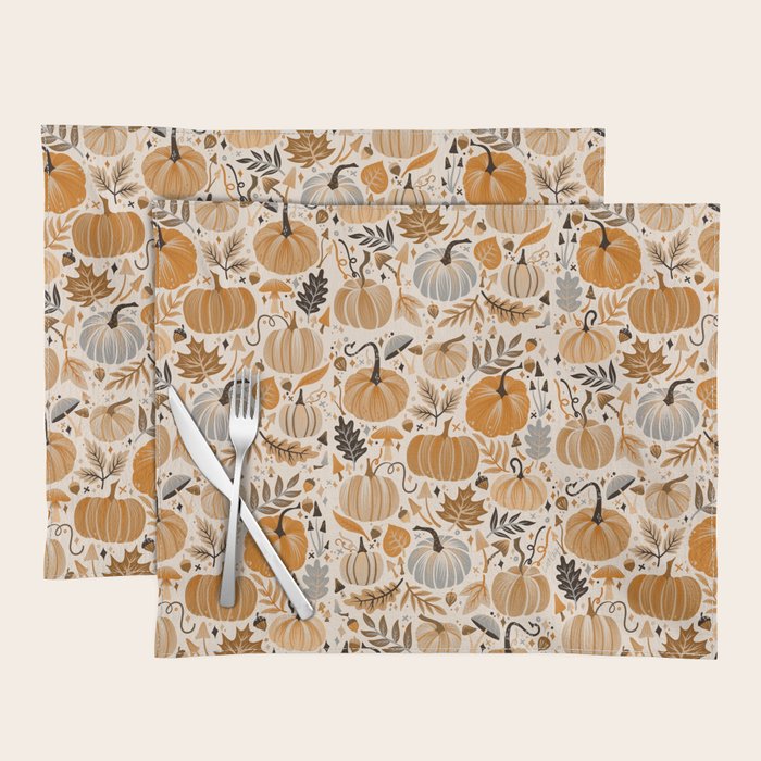 Pumpkin Confetti - Orange on Cream Placemat Gallery Image 1
