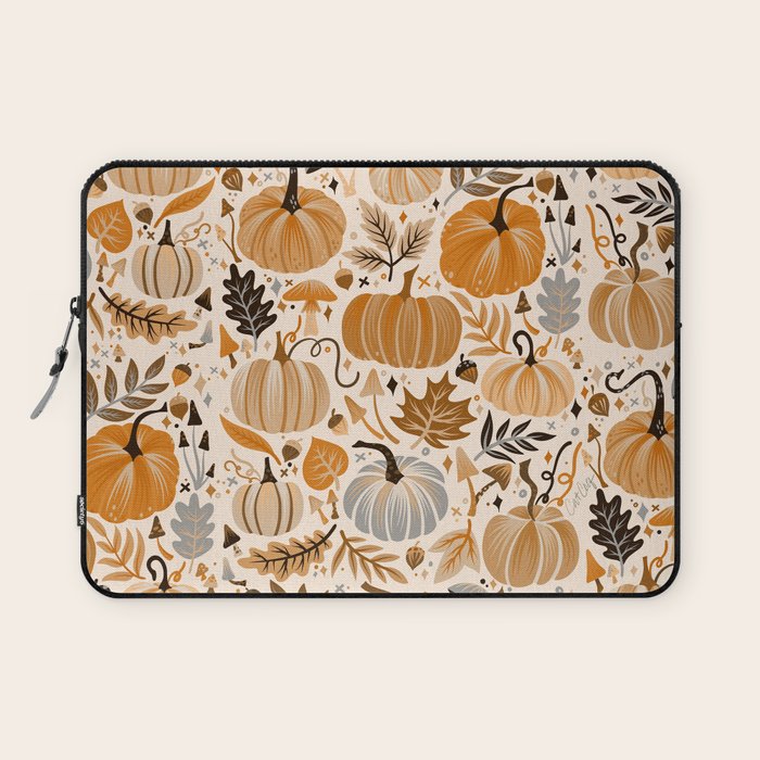Pumpkin Confetti - Orange on Cream Laptop Sleeve Gallery Image 1