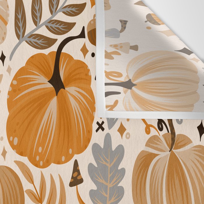 Pumpkin Confetti - Orange on Cream Wall Tapestry Gallery Image 3