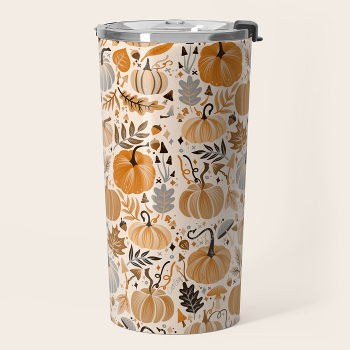 Pumpkin Confetti - Orange on Cream Travel Mug Gallery Image 2