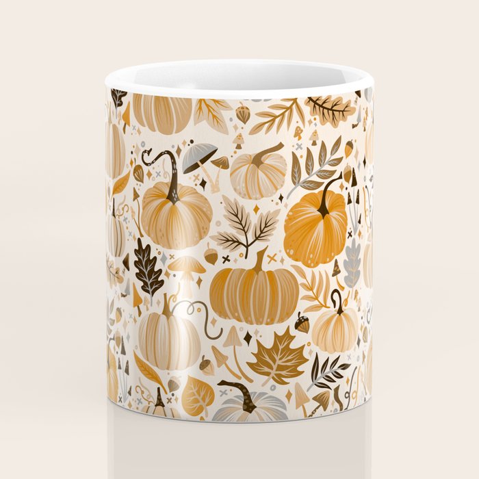 Pumpkin Confetti - Orange on Cream Coffee Mug Gallery Image 4