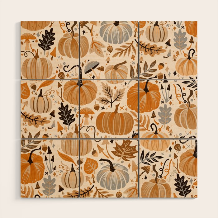 Pumpkin Confetti - Orange on Cream Wood Wall Art Gallery Image 1