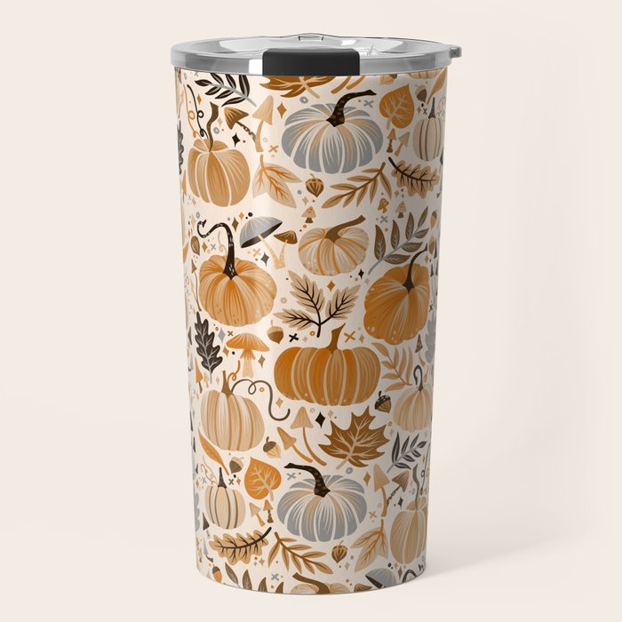 Pumpkin Confetti - Orange on Cream Travel Mug Gallery Image 1