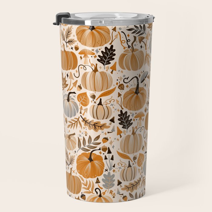Pumpkin Confetti - Orange on Cream Travel Mug Gallery Image 3