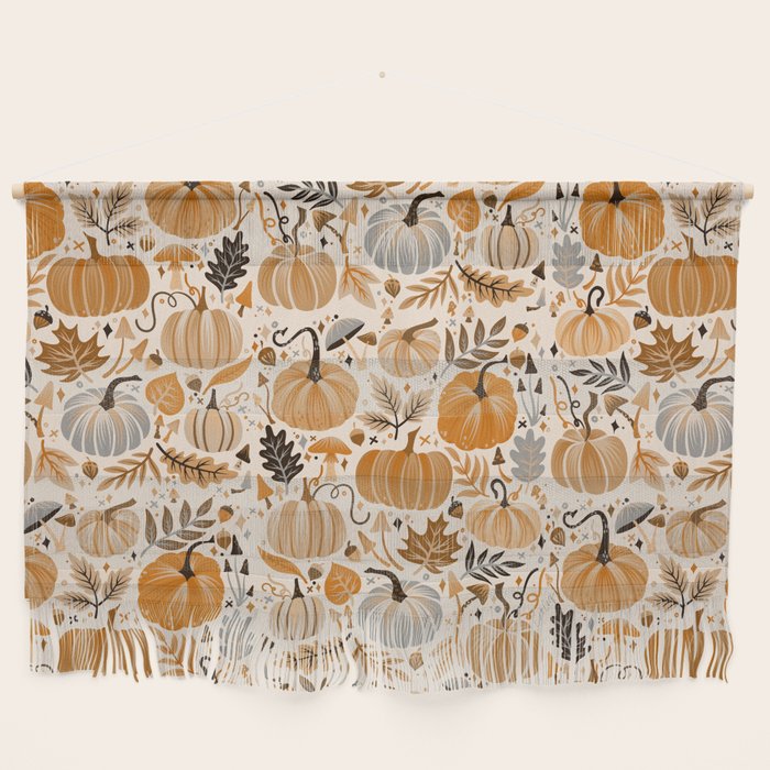 Pumpkin Confetti - Orange on Cream Wall Hanging Gallery Image 1