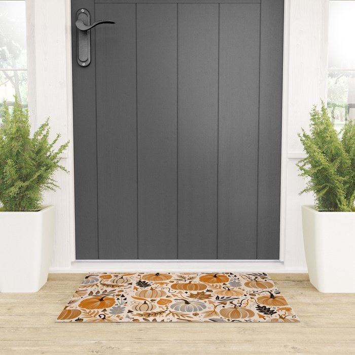Pumpkin Confetti - Orange on Cream Welcome Mat Gallery Image 3