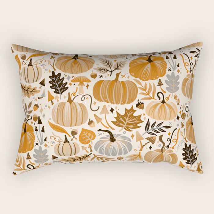 Pumpkin Confetti - Orange on Cream Rectangular Pillow Gallery Image 1