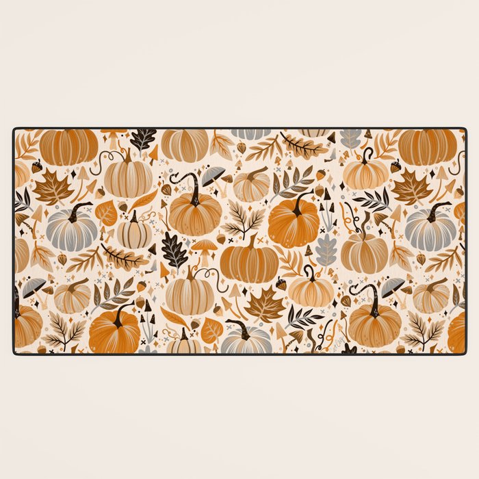 Pumpkin Confetti - Orange on Cream Desk Mat Gallery Image 3