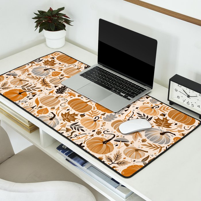 Pumpkin Confetti - Orange on Cream Desk Mat Gallery Image 2