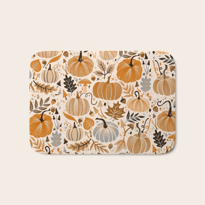 Pumpkin Confetti - Orange on Cream Bath Mat Gallery Image 1