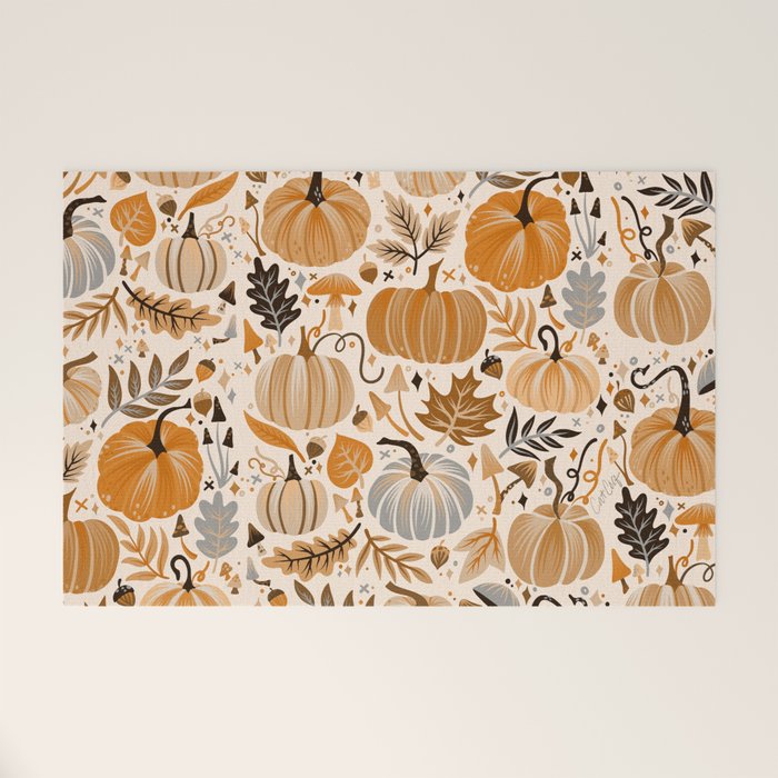 Pumpkin Confetti - Orange on Cream Welcome Mat Gallery Image 1
